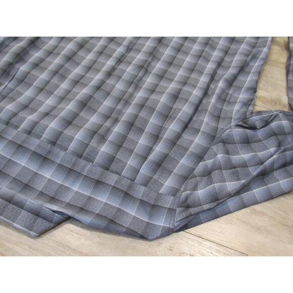 32 Bar Blues Abstract Check Plaid Gray Blue Button Down Shirt Long Sleeve Men XL - Picture 7 of 11